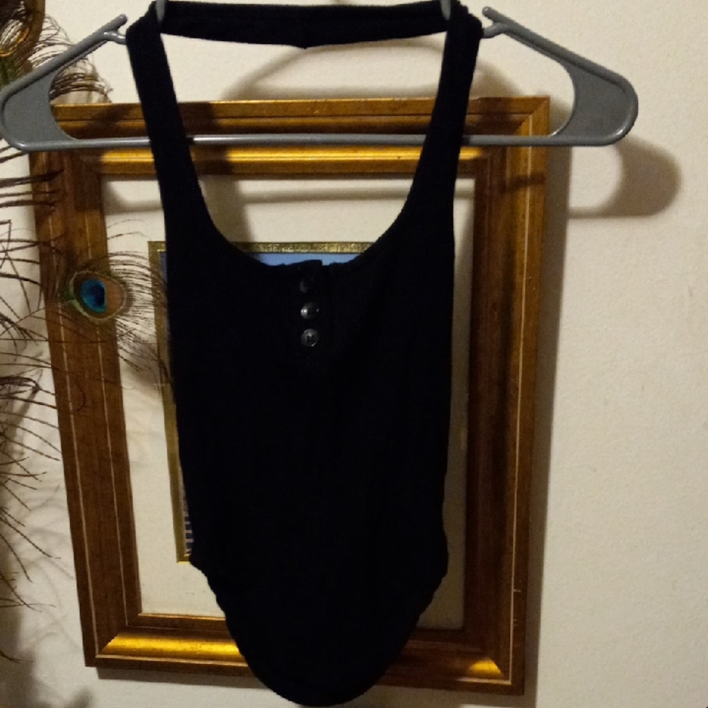 Black Sleeveless Halter Crop Top